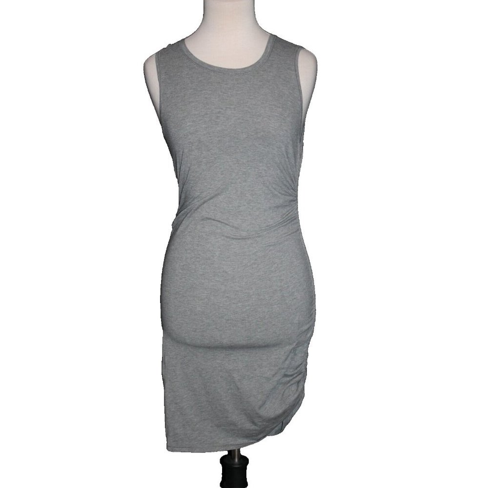 Lululemon Form Fit Cotton Blend Scoop Dress Size 4 Gray Midi Side Cinch